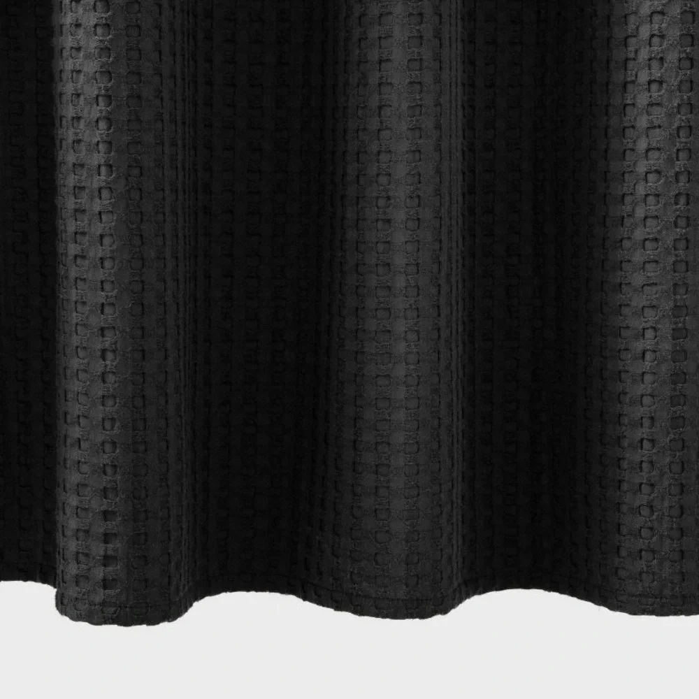 Casaluna black waffle knit shower curtain new